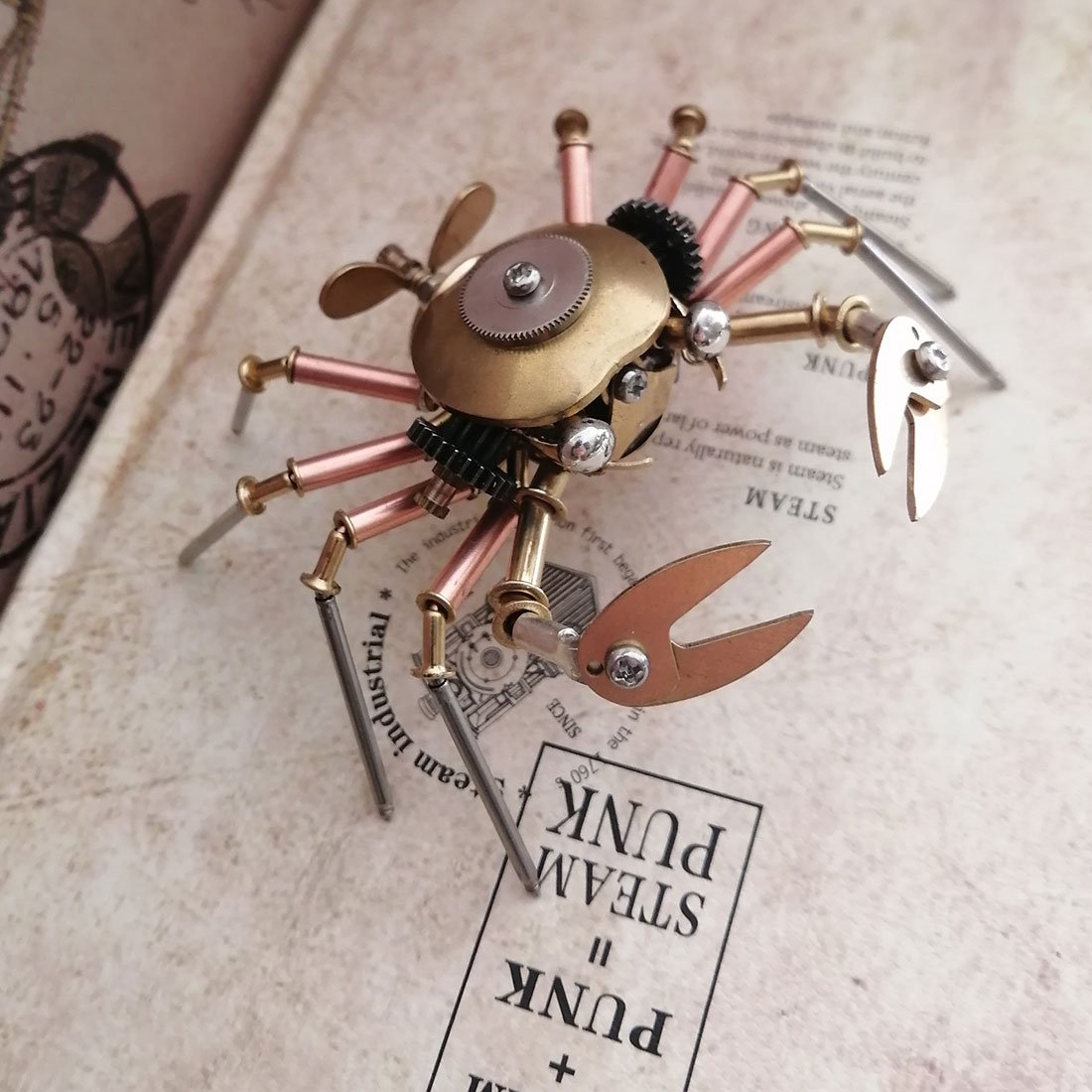 3D Copper Mechanical Crab Metal Model – Ready-Made Home Decor - 3D Metal Puzzle Kit | Karpenter Shop