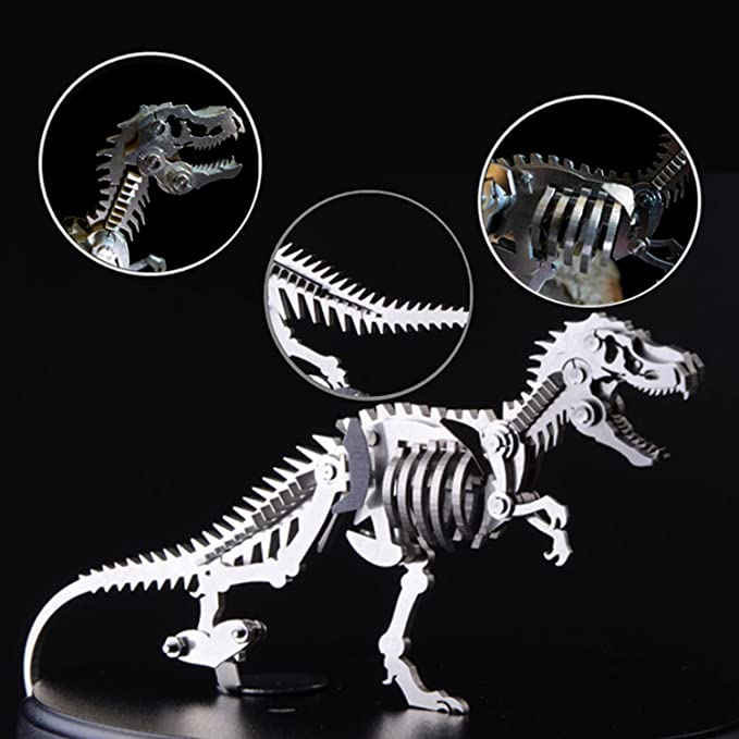 3D Stainless Steel T-Rex Dinosaur Metal Puzzle – Jurassic Predator - 3D Metal Puzzle Kit | Karpenter Shop