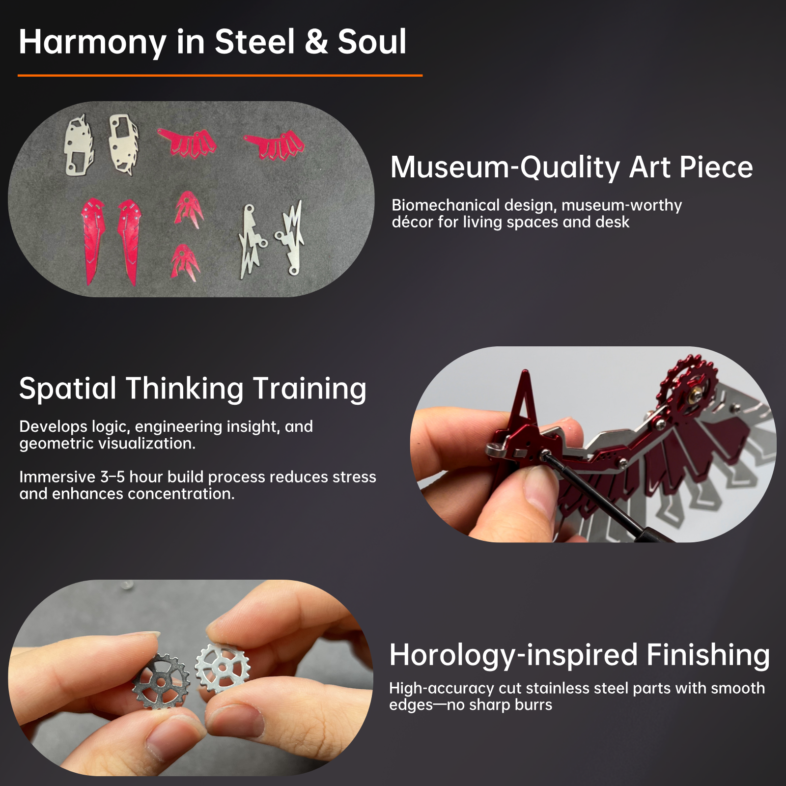 3D Stainless Steel Eagle Metal Puzzle – 279PCS Majestic Bird Model - 3D Metal Puzzle Kit | Karpenter Shop