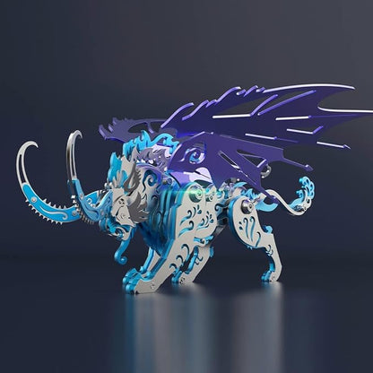Qiong Qi Tiger 3D Stainless Steel Metal Puzzle – Chinese Mythical Beast - 3D Metal Puzzle Kit | Karpenter Shop