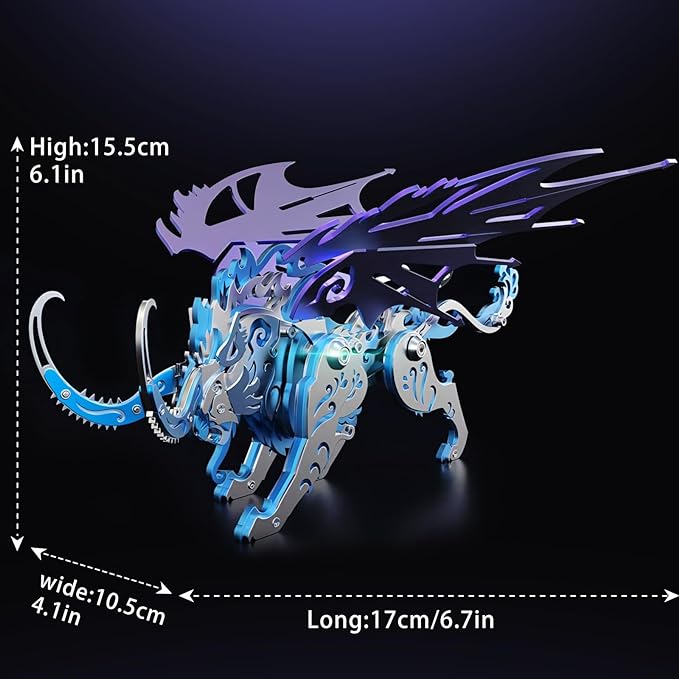 Qiong Qi Tiger 3D Stainless Steel Metal Puzzle – Chinese Mythical Beast - 3D Metal Puzzle Kit | Karpenter Shop