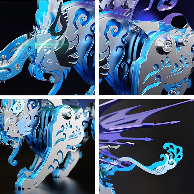 Qiong Qi Tiger 3D Stainless Steel Metal Puzzle – Chinese Mythical Beast - 3D Metal Puzzle Kit | Karpenter Shop