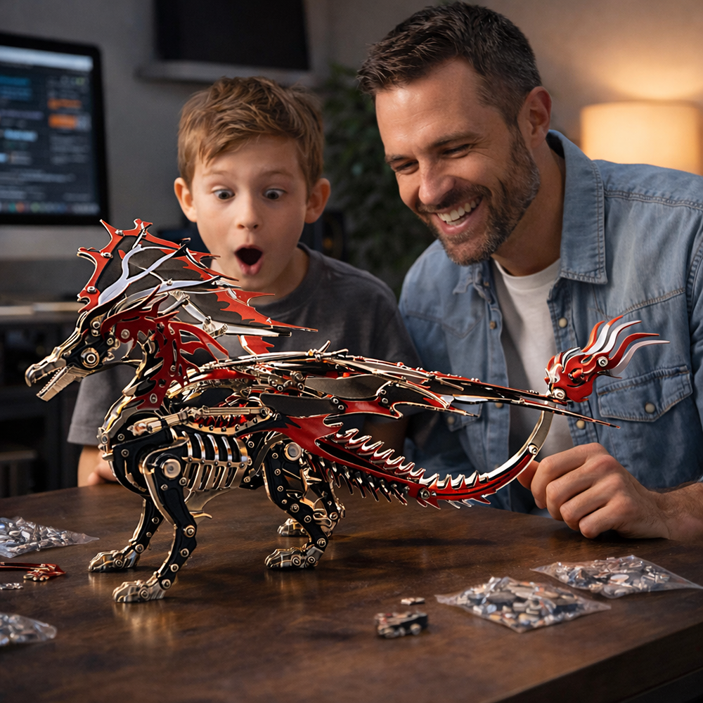 3D Mechanical Fire Dragon Metal Model Kit DIY Puzzle for Adults & Kids - 3D Metal Puzzle Kit | Karpenter Shop