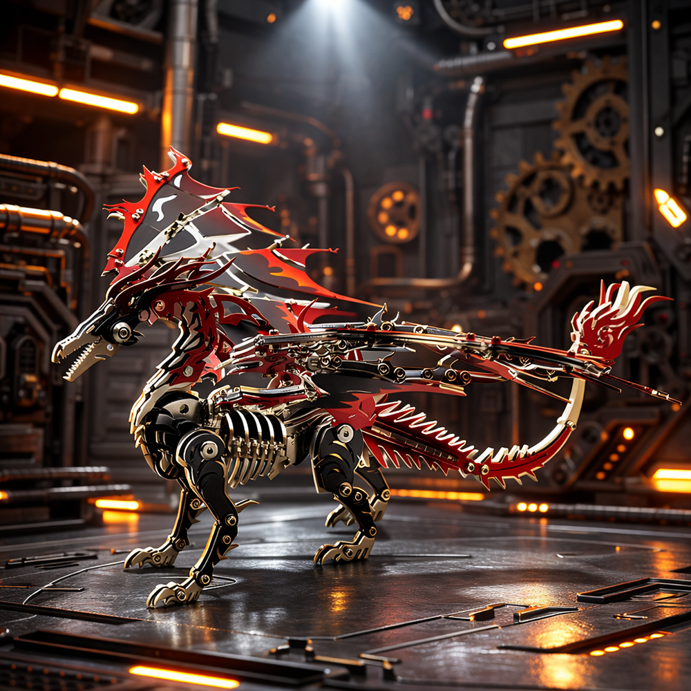 3D Mechanical Fire Dragon Metal Model Kit DIY Puzzle for Adults & Kids - 3D Metal Puzzle Kit | Karpenter Shop