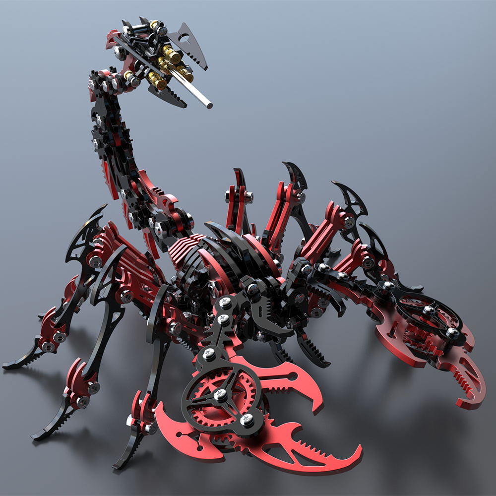 3D Mechanical Scorpion Metal Puzzle Red Black Model Kit - 3D Metal Puzzle Kit | Karpenter Shop