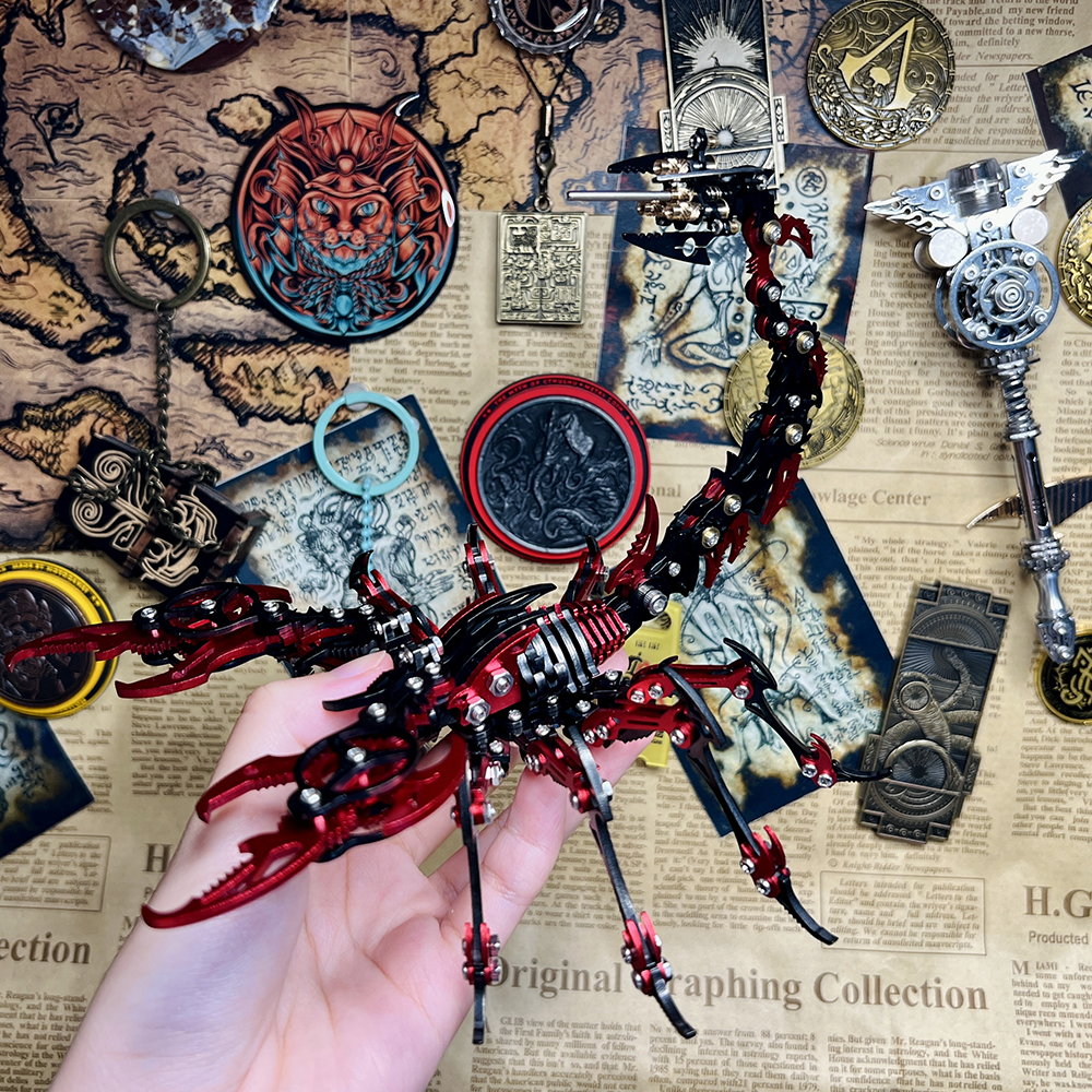 3D Mechanical Scorpion Metal Puzzle Red Black Model Kit - 3D Metal Puzzle Kit | Karpenter Shop
