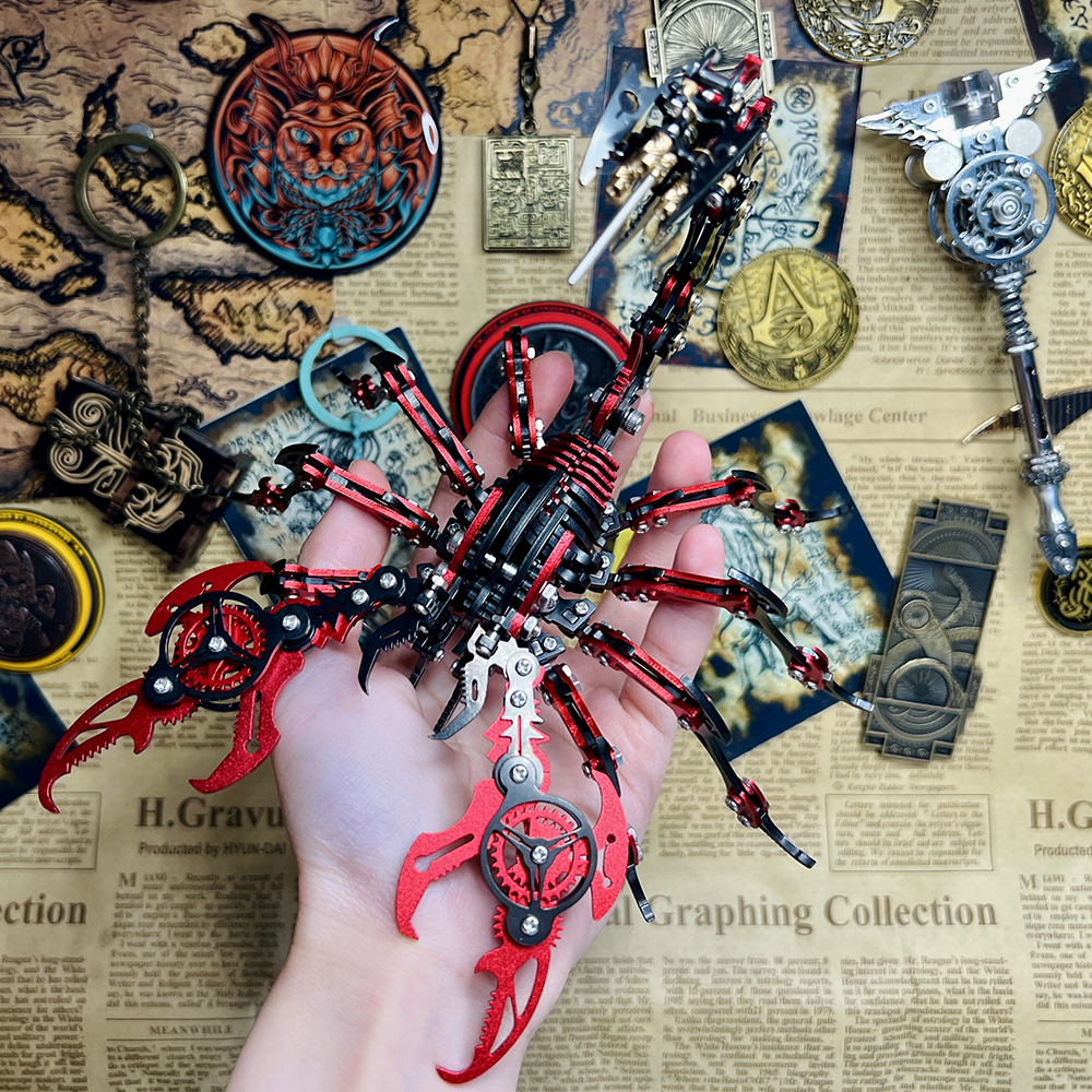 3D Mechanical Scorpion Metal Puzzle Red Black Model Kit - 3D Metal Puzzle Kit | Karpenter Shop