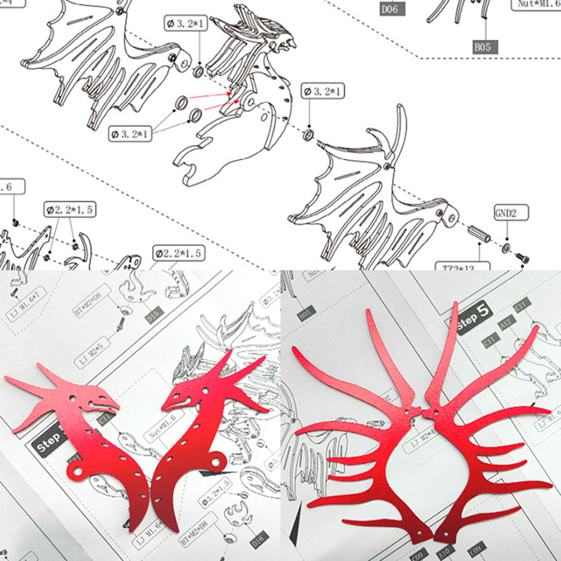 3D Metal Pterosaur Puzzle Model Kit Mythical Creature Dragon Series - 3D Metal Puzzle Kit | Karpenter Shop