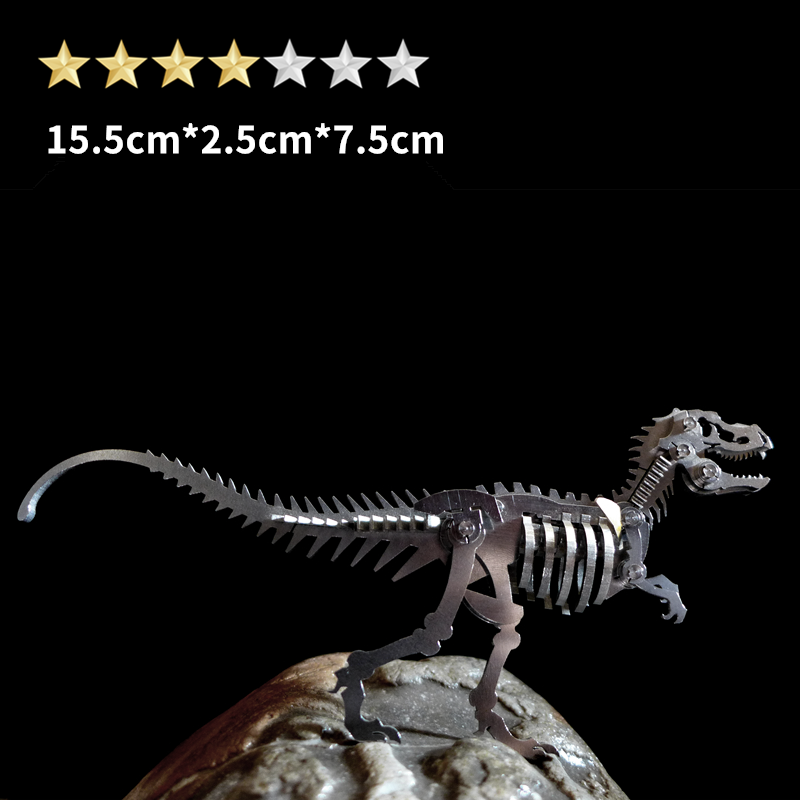 3D Stainless Steel T-Rex Dinosaur Metal Puzzle – Jurassic Predator - 3D Metal Puzzle Kit | Karpenter Shop