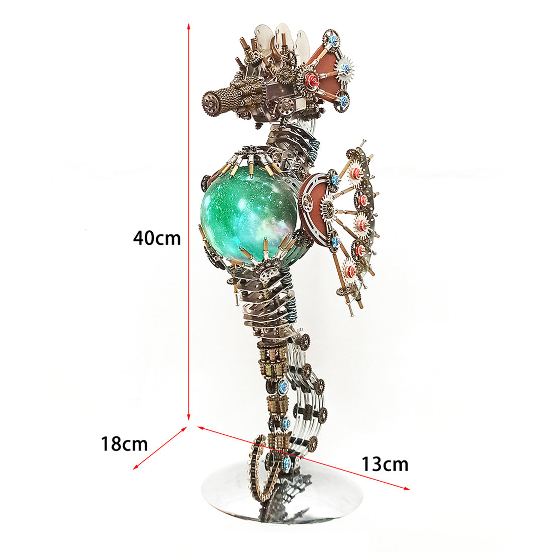 2100PCS Steampunk Seahorse Puzzle 3D DIY Model Kit with Planet Lights - 3D Metal Puzzle Kit | Karpenter Shop