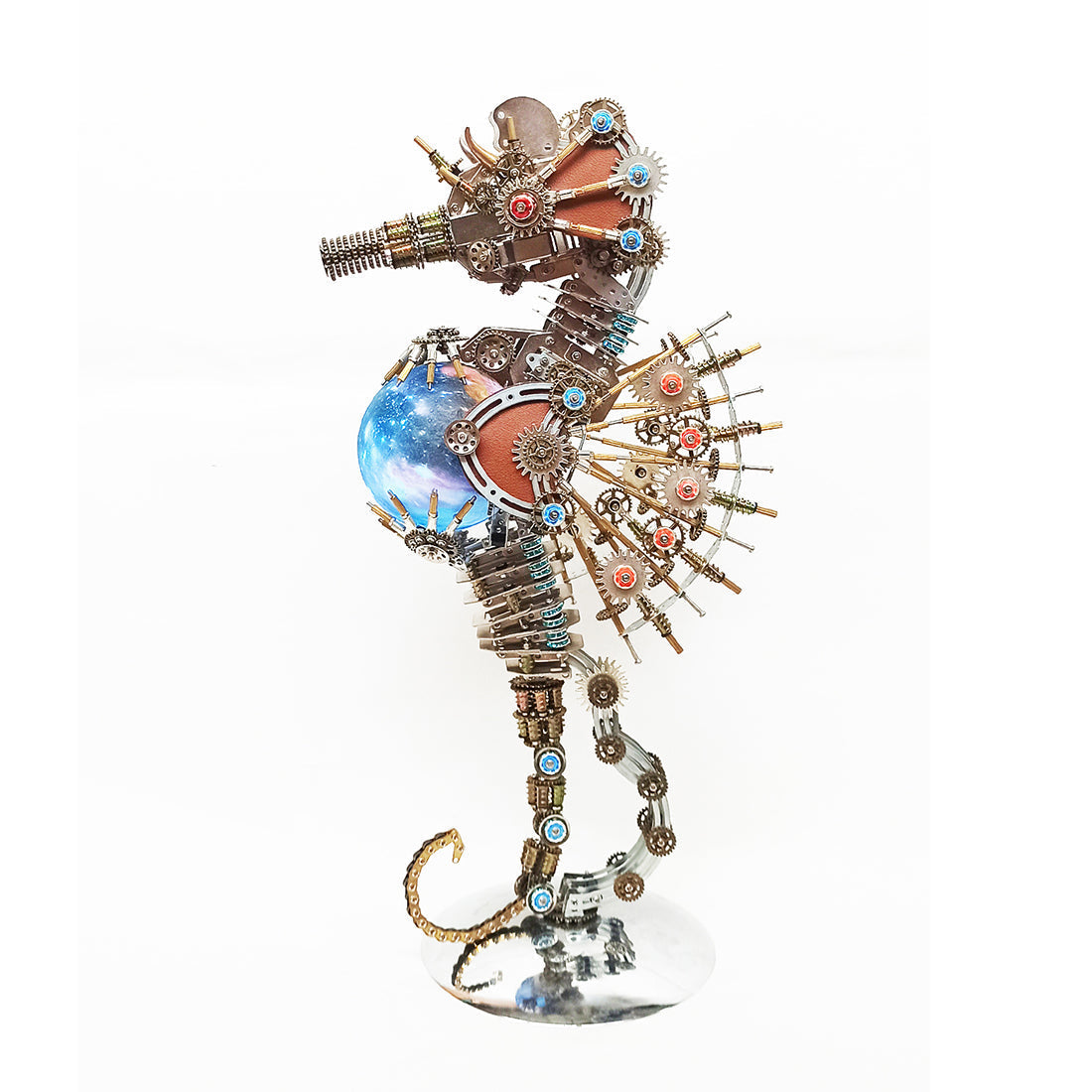 2100PCS Steampunk Seahorse Puzzle 3D DIY Model Kit with Planet Lights - 3D Metal Puzzle Kit | Karpenter Shop