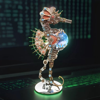 2100PCS Steampunk Seahorse Puzzle 3D DIY Model Kit with Planet Lights - 3D Metal Puzzle Kit | Karpenter Shop