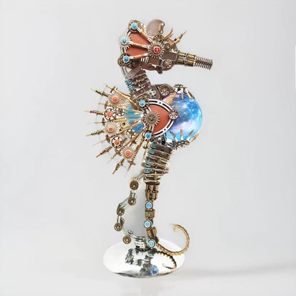 2100PCS Steampunk Seahorse Puzzle 3D DIY Model Kit with Planet Lights - 3D Metal Puzzle Kit | Karpenter Shop