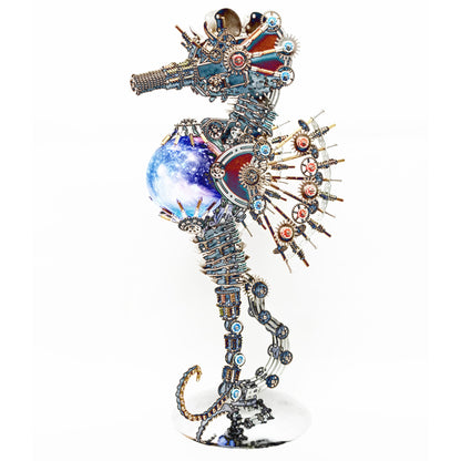 2100PCS Steampunk Seahorse Puzzle 3D DIY Model Kit with Planet Lights - 3D Metal Puzzle Kit | Karpenter Shop