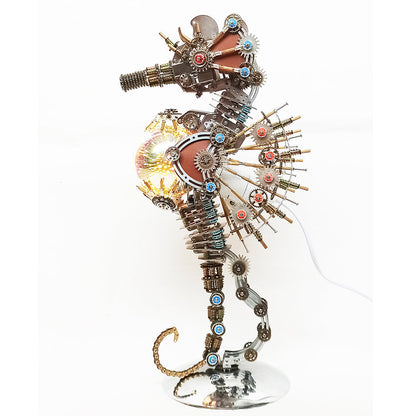 2100PCS Steampunk Seahorse Puzzle 3D DIY Model Kit with Planet Lights - 3D Metal Puzzle Kit | Karpenter Shop