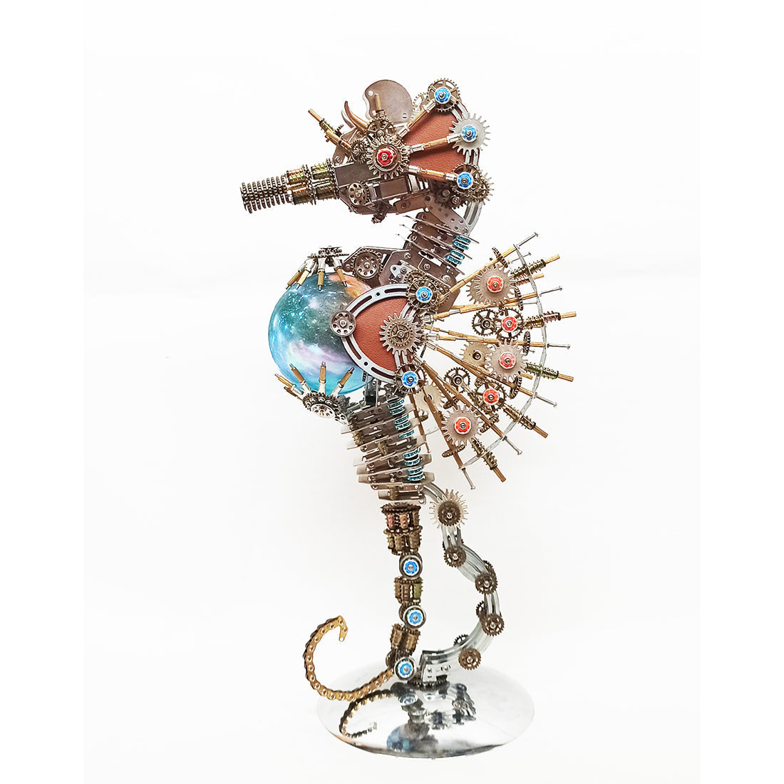 2100PCS Steampunk Seahorse Puzzle 3D DIY Model Kit with Planet Lights - 3D Metal Puzzle Kit | Karpenter Shop