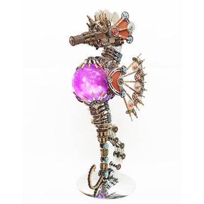2100PCS Steampunk Seahorse Puzzle 3D DIY Model Kit with Planet Lights - 3D Metal Puzzle Kit | Karpenter Shop
