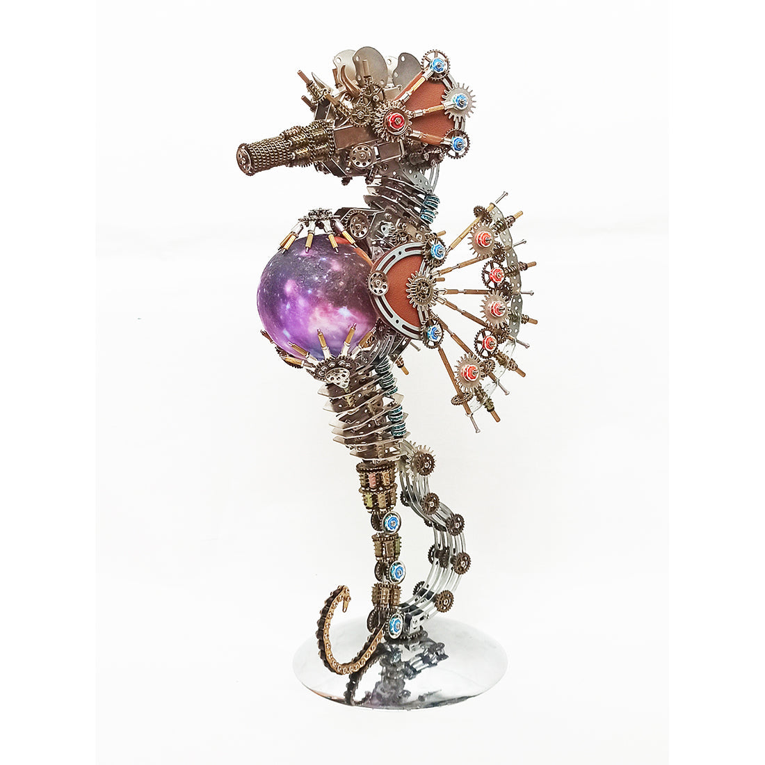 2100PCS Steampunk Seahorse Puzzle 3D DIY Model Kit with Planet Lights - 3D Metal Puzzle Kit | Karpenter Shop