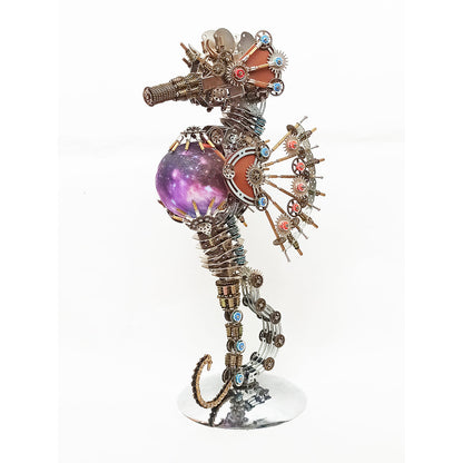 2100PCS Steampunk Seahorse Puzzle 3D DIY Model Kit with Planet Lights - 3D Metal Puzzle Kit | Karpenter Shop
