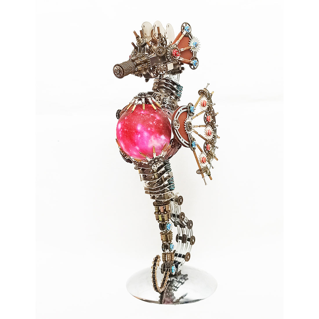 2100PCS Steampunk Seahorse Puzzle 3D DIY Model Kit with Planet Lights - 3D Metal Puzzle Kit | Karpenter Shop