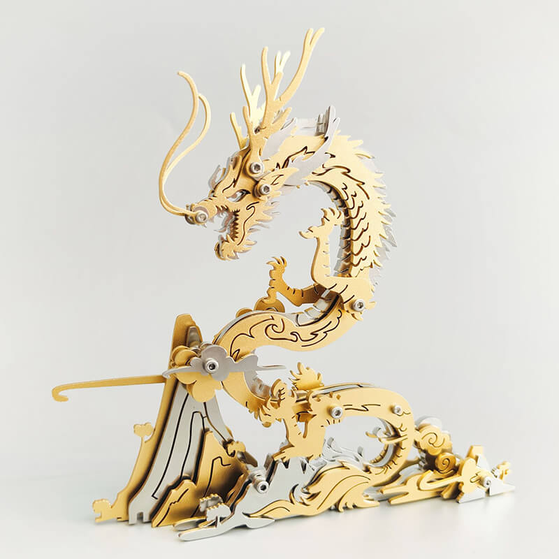 3D DIY Metal Puzzle Dragon on the Mountain Mythical Creature Model Kit - 3D Metal Puzzle Kit | Karpenter Shop