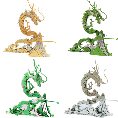 3D DIY Metal Puzzle Dragon on the Mountain Mythical Creature Model Kit - 3D Metal Puzzle Kit | Karpenter Shop