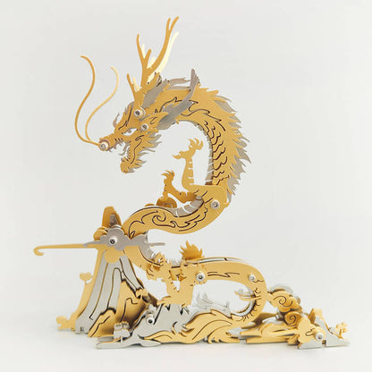 3D DIY Metal Puzzle Dragon on the Mountain Mythical Creature Model Kit - 3D Metal Puzzle Kit | Karpenter Shop