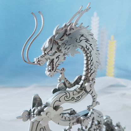 3D DIY Metal Puzzle Dragon on the Mountain Mythical Creature Model Kit - 3D Metal Puzzle Kit | Karpenter Shop