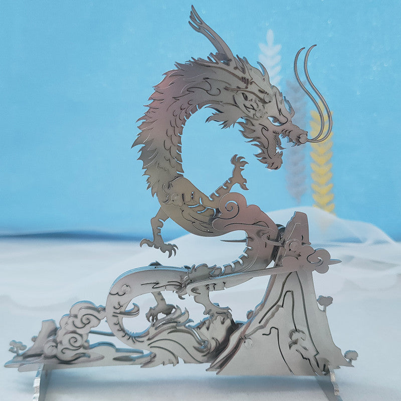 3D DIY Metal Puzzle Dragon on the Mountain Mythical Creature Model Kit - 3D Metal Puzzle Kit | Karpenter Shop