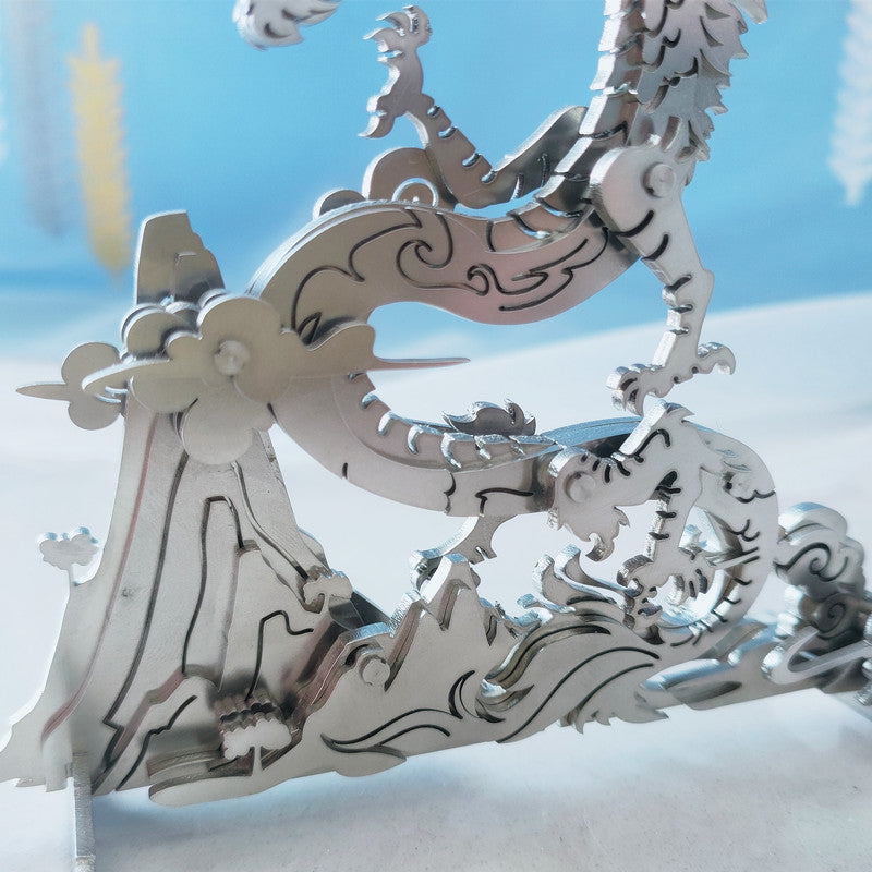 3D DIY Metal Puzzle Dragon on the Mountain Mythical Creature Model Kit - 3D Metal Puzzle Kit | Karpenter Shop
