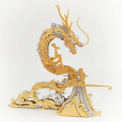 3D DIY Metal Puzzle Dragon on the Mountain Mythical Creature Model Kit - 3D Metal Puzzle Kit | Karpenter Shop