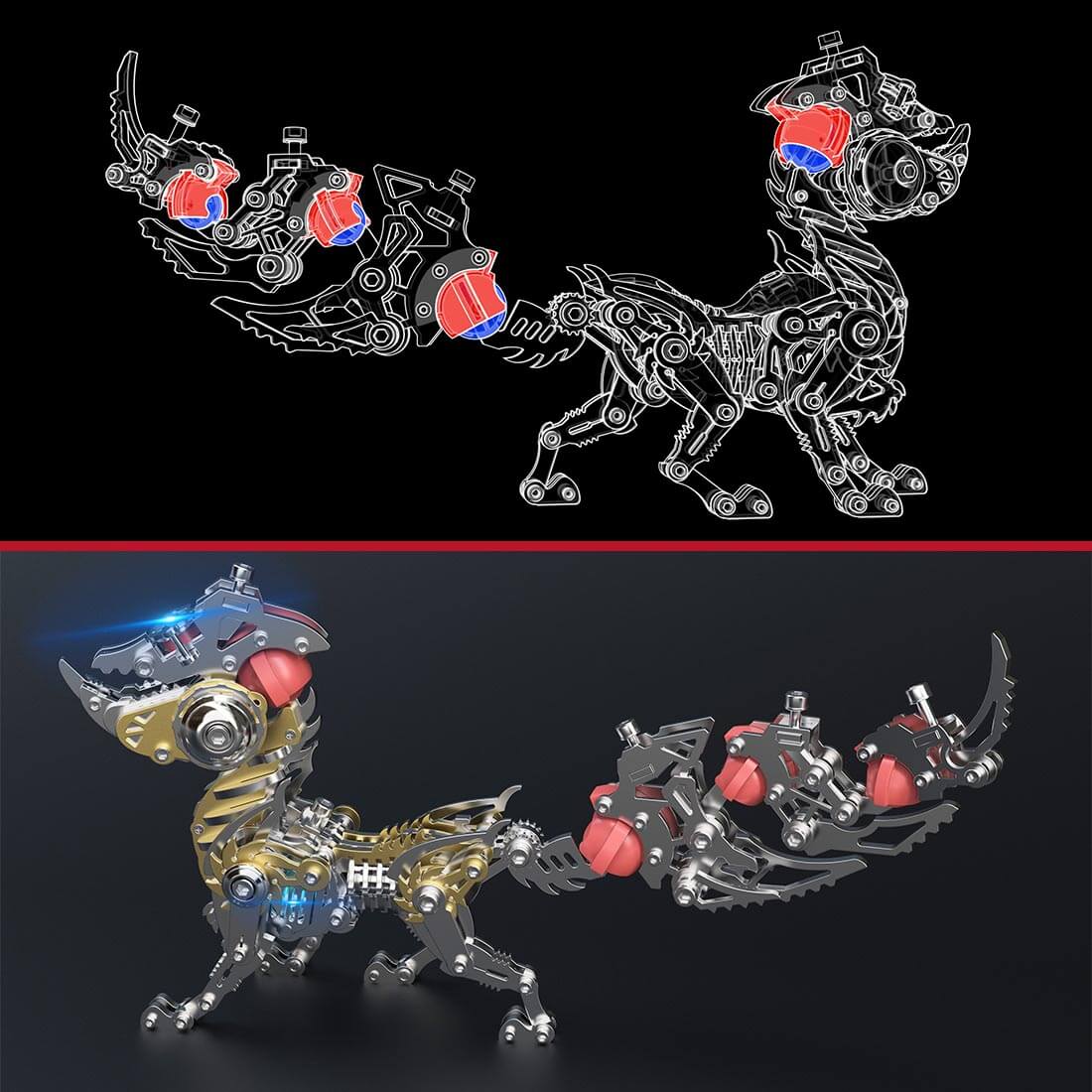 Fox Hanfei 339PCS 3D Mechanical Metal Model – Magnetic LED Kit - 3D Metal Puzzle Kit | Karpenter Shop